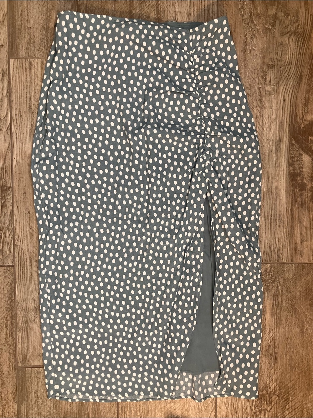 Abercrombie & Fitch Slate Blue Polka Dot Midi Skirt